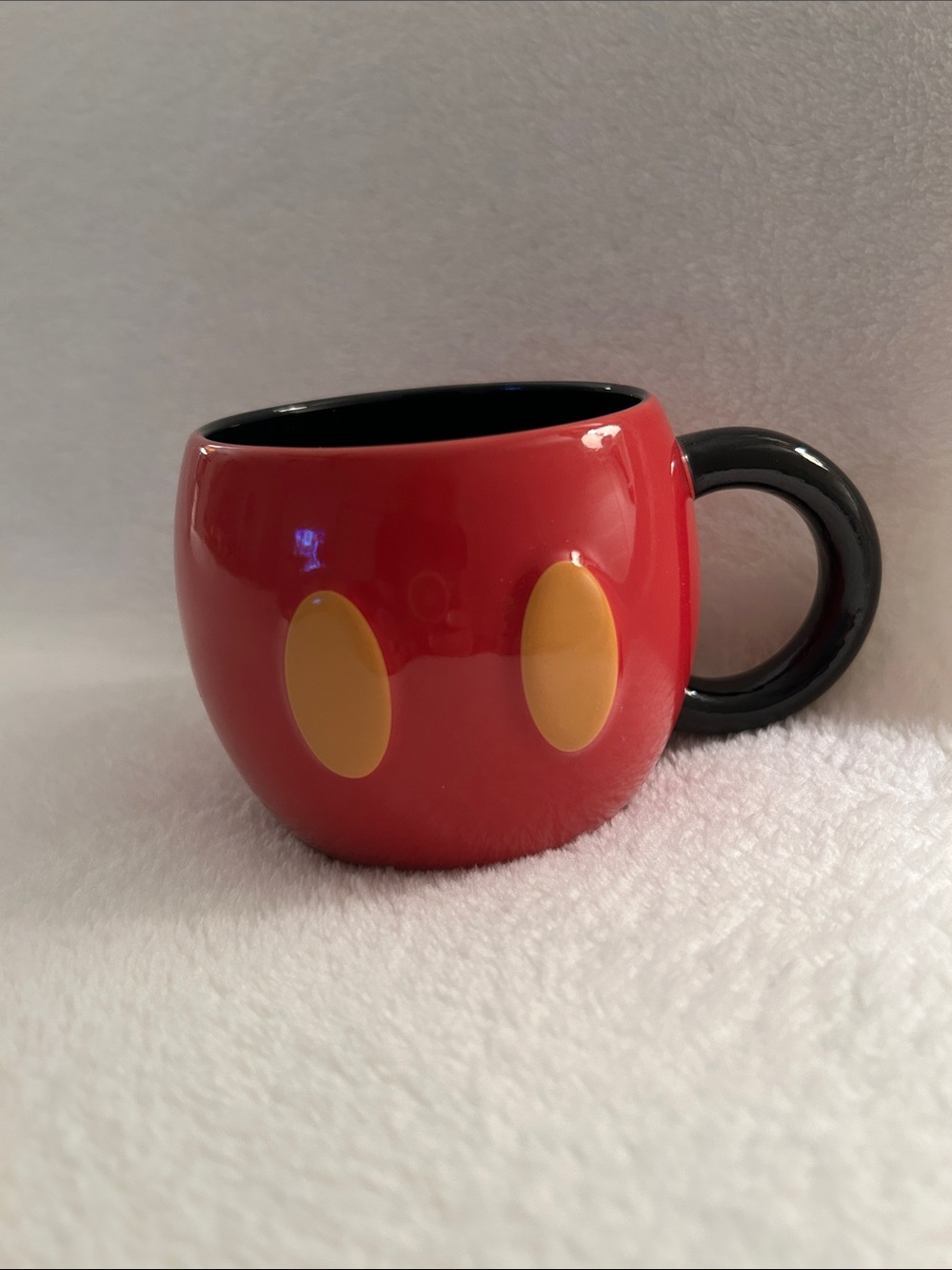Disney Mickey Mouse Red Pants Mug with Yellow buttons.  Black Handle - Picture 3 of 5